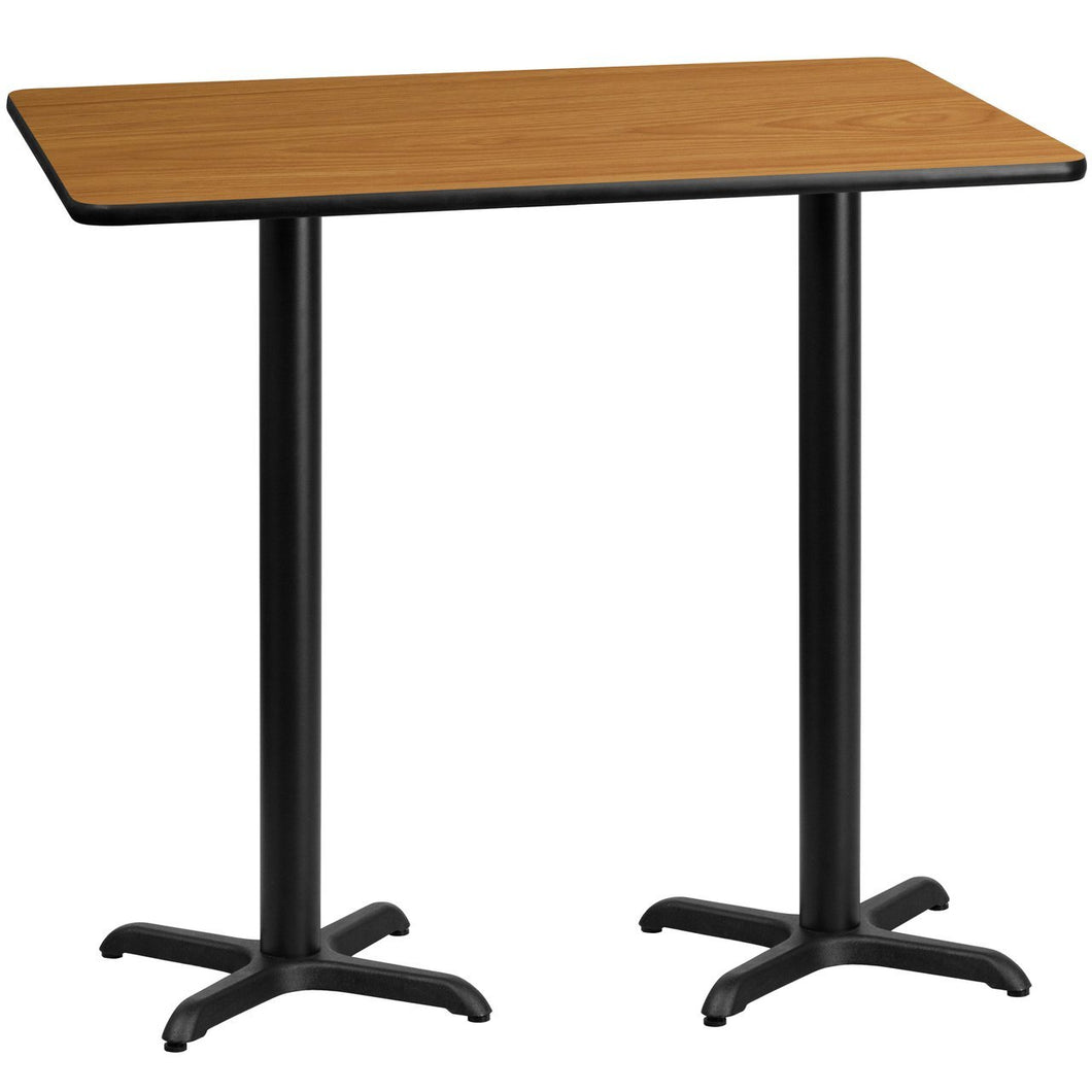 30'' x 60'' Rectangular Natural Laminate Table Top with 22'' x 22'' Bar Height Table Bases