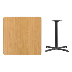 36'' Square Natural Laminate Table Top with 30'' x 30'' Table Height Base