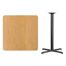 Load image into Gallery viewer, 36&#39;&#39; Square Natural Laminate Table Top with 30&#39;&#39; x 30&#39;&#39; Bar Height Table Base