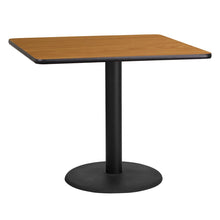Load image into Gallery viewer, 36&#39;&#39; Square Natural Laminate Table Top with 24&#39;&#39; Round Table Height Base