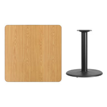 Load image into Gallery viewer, 36&#39;&#39; Square Natural Laminate Table Top with 24&#39;&#39; Round Table Height Base