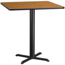 Load image into Gallery viewer, 42&#39;&#39; Square Natural Laminate Table Top with 33&#39;&#39; x 33&#39;&#39; Bar Height Table Base