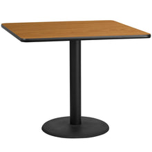 Load image into Gallery viewer, 42&#39;&#39; Square Natural Laminate Table Top with 24&#39;&#39; Round Table Height Base