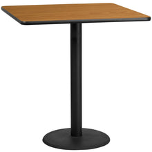 Load image into Gallery viewer, 42&#39;&#39; Square Natural Laminate Table Top with 24&#39;&#39; Round Bar Height Table Base