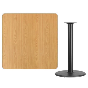 42'' Square Natural Laminate Table Top with 24'' Round Bar Height Table Base