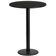 Load image into Gallery viewer, 24&#39;&#39; Round Black Laminate Table Top with 18&#39;&#39; Round Bar Height Table Base