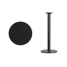 Load image into Gallery viewer, 24&#39;&#39; Round Black Laminate Table Top with 18&#39;&#39; Round Bar Height Table Base