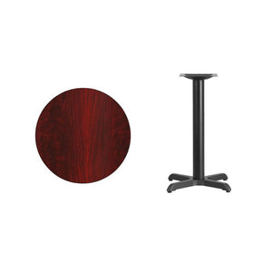 24'' Round Mahogany Laminate Table Top with 22'' x 22'' Table Height Base