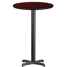Load image into Gallery viewer, 24&#39;&#39; Round Mahogany Laminate Table Top with 22&#39;&#39; x 22&#39;&#39; Bar Height Table Base