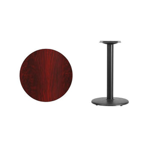 24'' Round Mahogany Laminate Table Top with 18'' Round Table Height Base