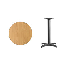 Load image into Gallery viewer, 24&#39;&#39; Round Natural Laminate Table Top with 22&#39;&#39; x 22&#39;&#39; Table Height Base