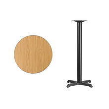 Load image into Gallery viewer, 24&#39;&#39; Round Natural Laminate Table Top with 22&#39;&#39; x 22&#39;&#39; Bar Height Table Base