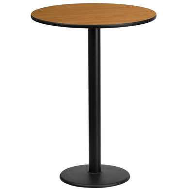 24'' Round Natural Laminate Table Top with 18'' Round Bar Height Table Base