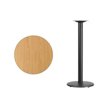 Load image into Gallery viewer, 24&#39;&#39; Round Natural Laminate Table Top with 18&#39;&#39; Round Bar Height Table Base