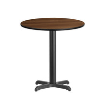 Load image into Gallery viewer, 24&#39;&#39; Round Walnut Laminate Table Top with 22&#39;&#39; x 22&#39;&#39; Table Height Base