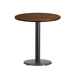 24'' Round Walnut Laminate Table Top with 18'' Round Table Height Base
