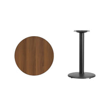 Load image into Gallery viewer, 24&#39;&#39; Round Walnut Laminate Table Top with 18&#39;&#39; Round Table Height Base