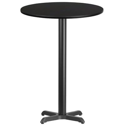 30'' Round Black Laminate Table Top with 22'' x 22'' Bar Height Table Base