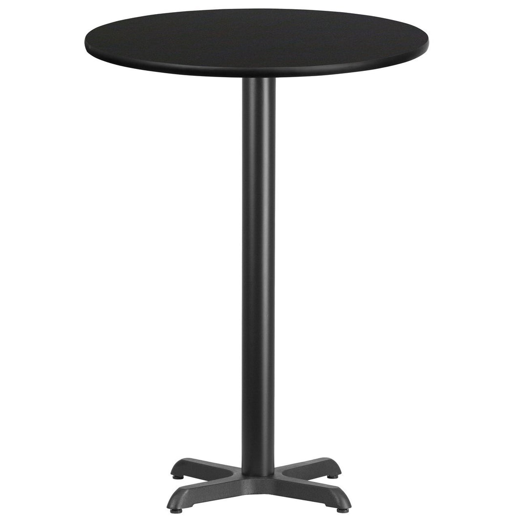 30'' Round Black Laminate Table Top with 22'' x 22'' Bar Height Table Base