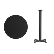 Load image into Gallery viewer, 30&#39;&#39; Round Black Laminate Table Top with 22&#39;&#39; x 22&#39;&#39; Bar Height Table Base