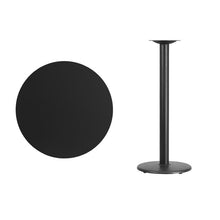 Load image into Gallery viewer, 30&#39;&#39; Round Black Laminate Table Top with 18&#39;&#39; Round Bar Height Table Base