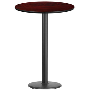 30'' Round Mahogany Laminate Table Top with 18'' Round Bar Height Table Base