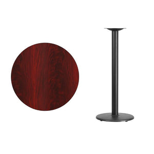 30'' Round Mahogany Laminate Table Top with 18'' Round Bar Height Table Base