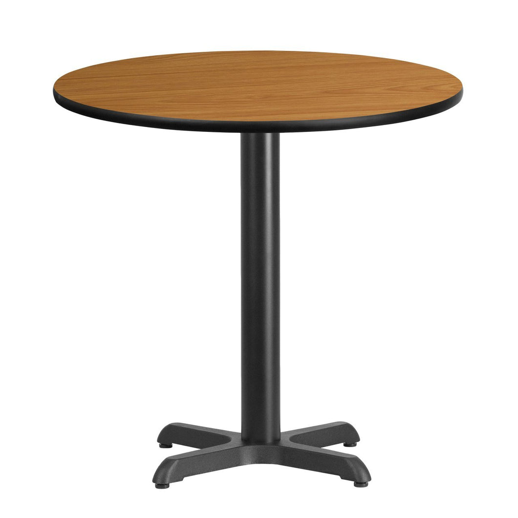 30'' Round Natural Laminate Table Top with 22'' x 22'' Table Height Base