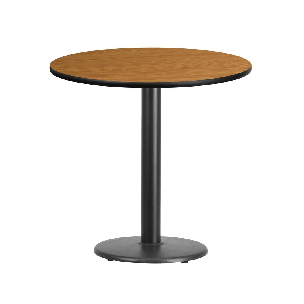 30'' Round Natural Laminate Table Top with 18'' Round Table Height Base