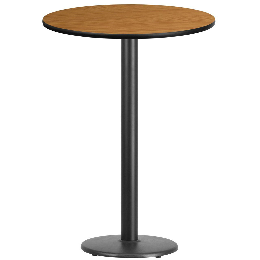 30'' Round Natural Laminate Table Top with 18'' Round Bar Height Table Base