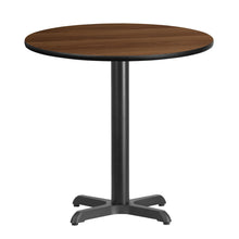 Load image into Gallery viewer, 30&#39;&#39; Round Walnut Laminate Table Top with 22&#39;&#39; x 22&#39;&#39; Table Height Base