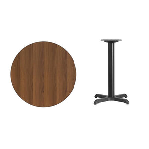 30'' Round Walnut Laminate Table Top with 22'' x 22'' Table Height Base