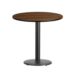 30'' Round Walnut Laminate Table Top with 18'' Round Table Height Base