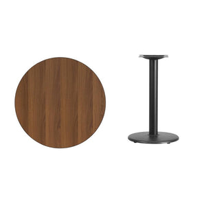 30'' Round Walnut Laminate Table Top with 18'' Round Table Height Base