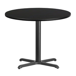36'' Round Black Laminate Table Top with 30'' x 30'' Table Height Base