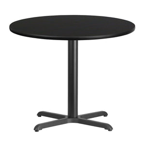 36'' Round Black Laminate Table Top with 30'' x 30'' Table Height Base