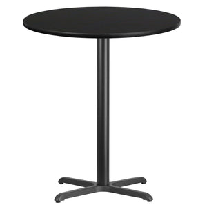 36'' Round Black Laminate Table Top with 30'' x 30'' Bar Height Table Base