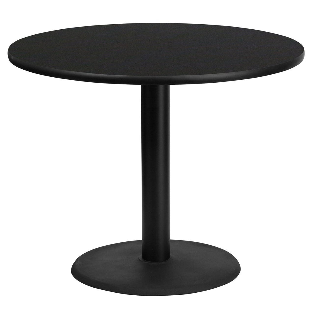 36'' Round Black Laminate Table Top with 24'' Round Table Height Base