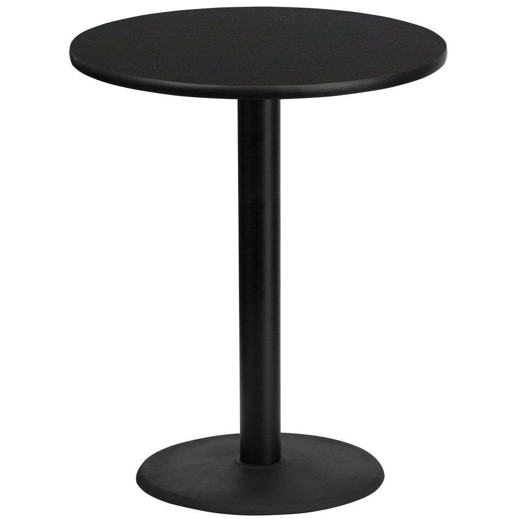 36'' Round Black Laminate Table Top with 24'' Round Bar Height Table Base