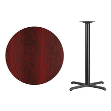 Load image into Gallery viewer, 36&#39;&#39; Round Mahogany Laminate Table Top with 30&#39;&#39; x 30&#39;&#39; Bar Height Table Base