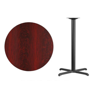 36'' Round Mahogany Laminate Table Top with 30'' x 30'' Bar Height Table Base