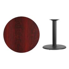 Load image into Gallery viewer, 36&#39;&#39; Round Mahogany Laminate Table Top with 24&#39;&#39; Round Table Height Base
