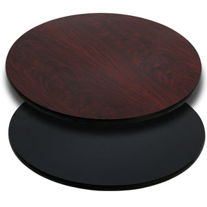 36'' Round Table Top with Black or Mahogany Reversible Laminate Top