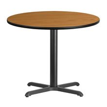 Load image into Gallery viewer, 36&#39;&#39; Round Natural Laminate Table Top with 30&#39;&#39; x 30&#39;&#39; Table Height Base
