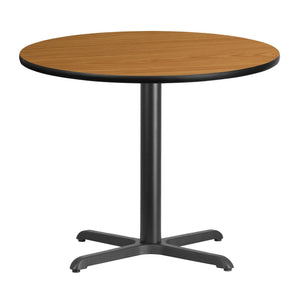 36'' Round Natural Laminate Table Top with 30'' x 30'' Table Height Base