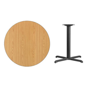 36'' Round Natural Laminate Table Top with 30'' x 30'' Table Height Base