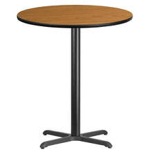 Load image into Gallery viewer, 36&#39;&#39; Round Natural Laminate Table Top with 30&#39;&#39; x 30&#39;&#39; Bar Height Table Base