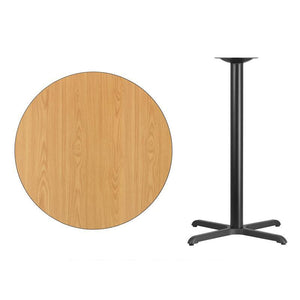 36'' Round Natural Laminate Table Top with 30'' x 30'' Bar Height Table Base