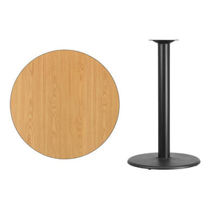 36'' Round Natural Laminate Table Top with 24'' Round Bar Height Table Base