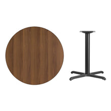 Load image into Gallery viewer, 36&#39;&#39; Round Walnut Laminate Table Top with 30&#39;&#39; x 30&#39;&#39; Table Height Base